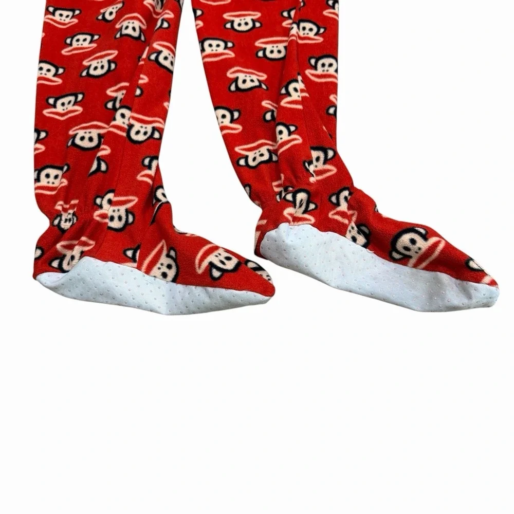Paul Frank Julius Monkey Red Fleece Footed Pajamas One Piece Youth Large